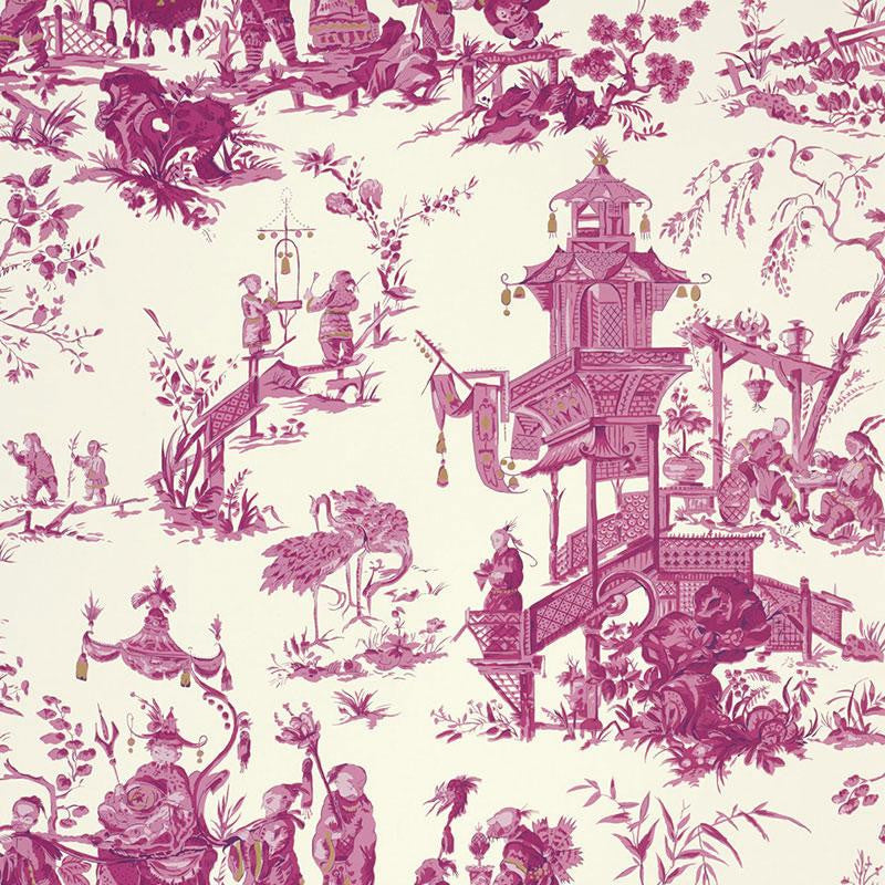 Chinois Peony 5007001 by Schumacher Designer Wallpaper Print Happy 27.0" - Swanky Fabrics -