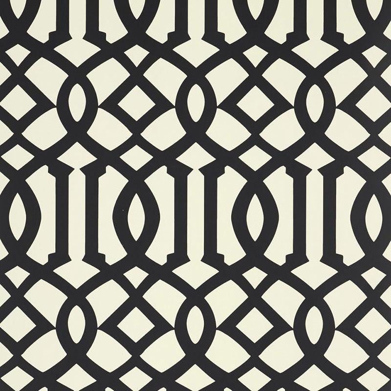 Imperial Trellis Ii Jet 5005804 by Schumacher Wallpaper Print Happy 6.75" - Fabric Carolina -