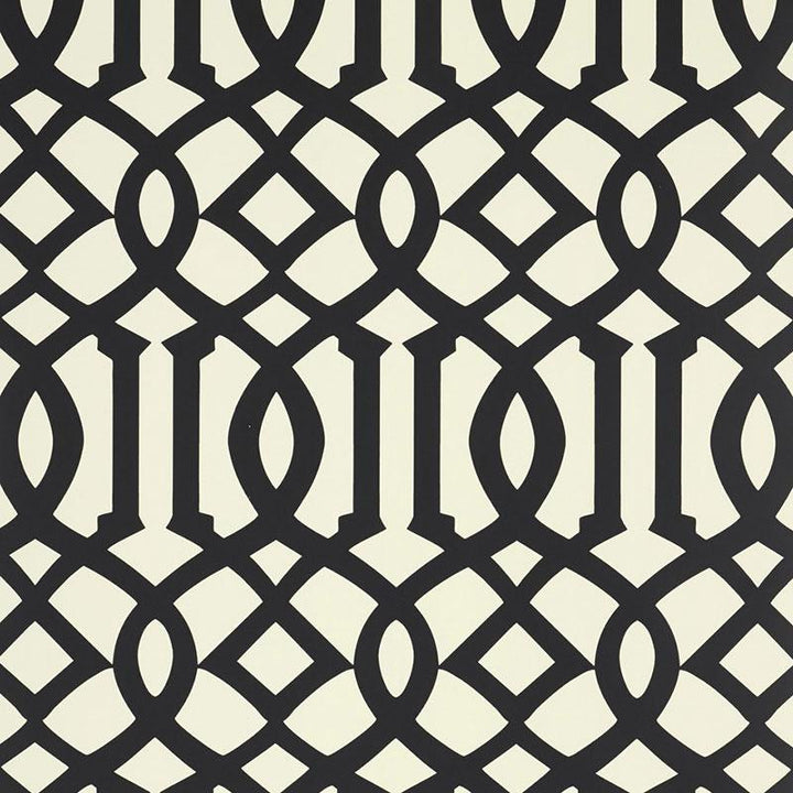 Imperial Trellis Ii Jet 5005804 by Schumacher Wallpaper Print Happy 6.75" - Fabric Carolina -