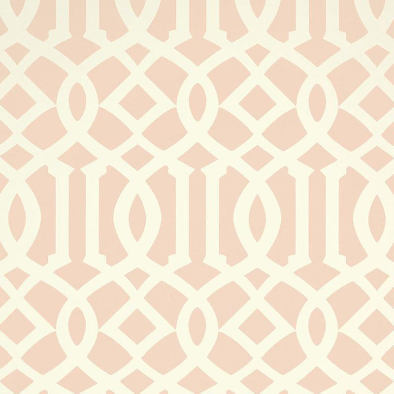 Imperial Trellis Ii Blush 5005806 by Schumacher Designer Wallpaper Print Happy 6.75" - Swanky Fabrics -