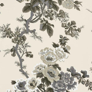 Pyne Hollyhock Charcoal 5006920 by Schumacher Wallpaper