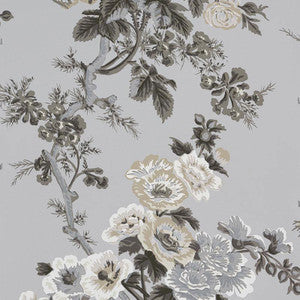 Pyne Hollyhock Grisaille 5006923 by Schumacher Wallpaper