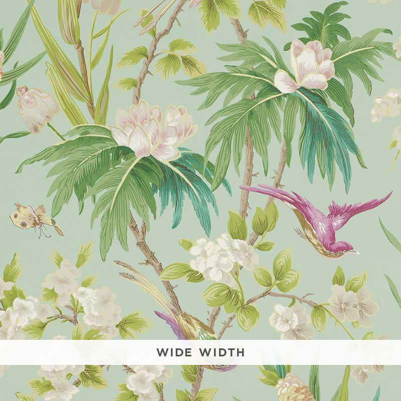 Seychelles Sea 5006971 by Schumacher Designer Wallpaper Print Happy 26.38" - Swanky Fabrics -