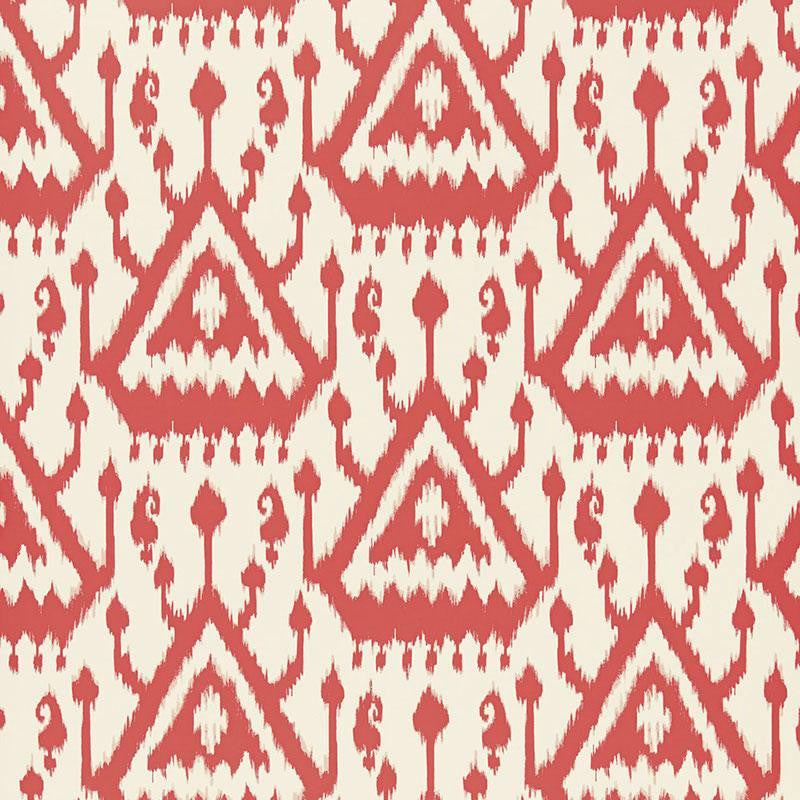 Vientiane Ikat Coral 5006950 by Schumacher Wallpaper Print Happy 13.5" - Fabric Carolina -