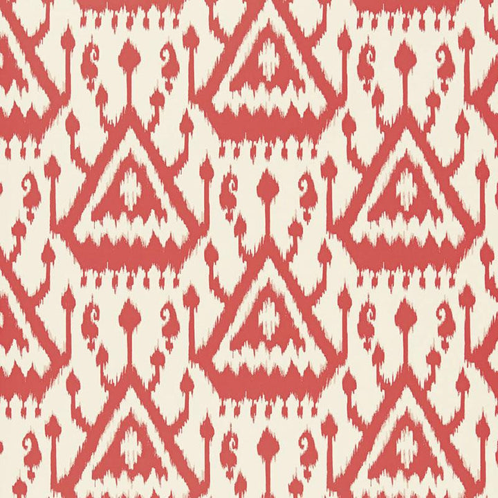 Vientiane Ikat Coral 5006950 by Schumacher Wallpaper Print Happy 13.5" - Fabric Carolina -