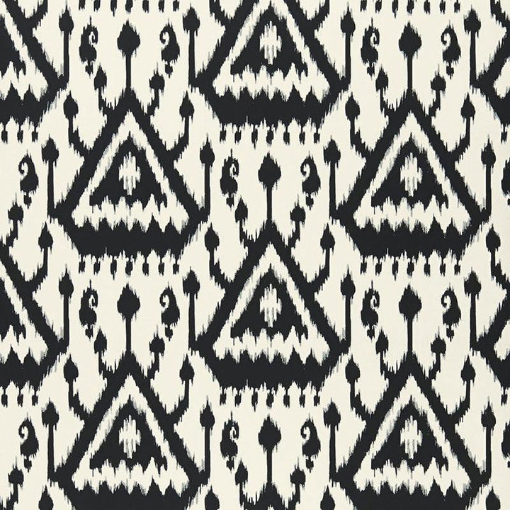 Vientiane Ikat Ebony 5006951 by Schumacher Designer Wallpaper Print Happy 13.5" - Swanky Fabrics -