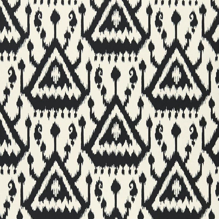 Vientiane Ikat Ebony 5006951 by Schumacher Wallpaper Print Happy 13.5" - Fabric Carolina -
