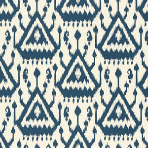 Vientiane Ikat Indigo 5006952 by Schumacher Wallpaper