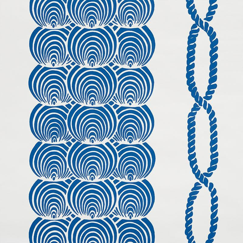 Coralline Blue 5009430 by Schumacher Wallpaper Nautilus 18.0" - Fabric Carolina -