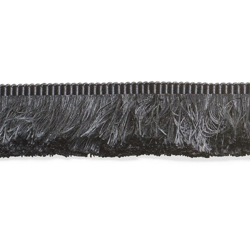 Francois Silk Brush Fringe Black 74591 by Schumacher Trim Perfect Basics: Silk Trims - Fabric Carolina -