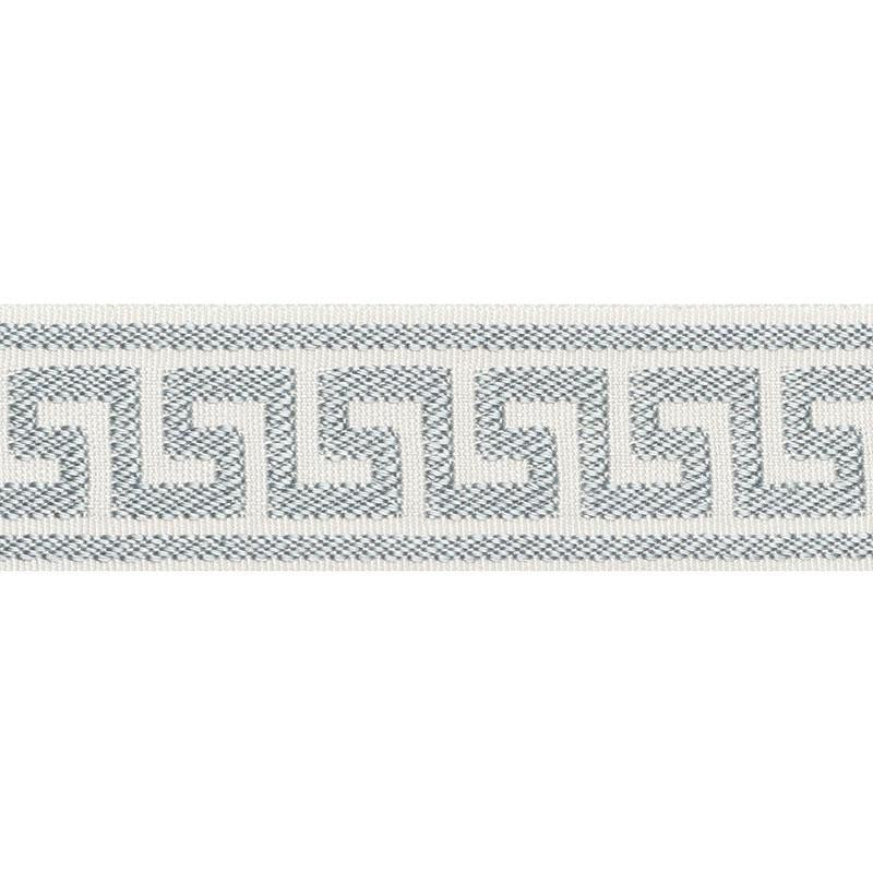 Etienne Silk Greek Key Narrow Cloud 74681 by Schumacher Trim Perfect Basics: Trims - Fabric Carolina -