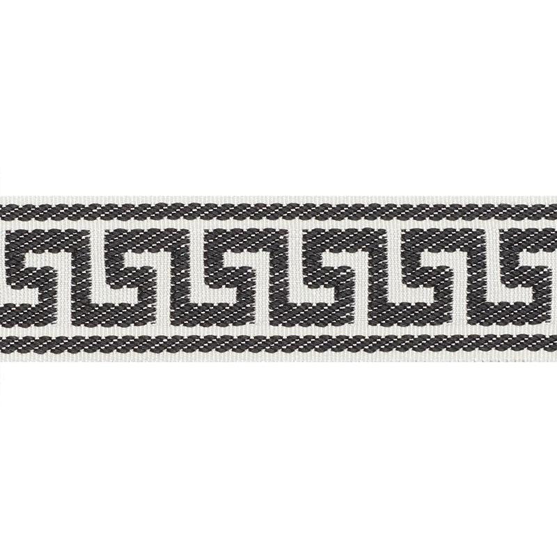 Etienne Silk Greek Key Narrow Black 74685 by Schumacher Designer Trim Perfect Basics: Trims - Swanky Fabrics -