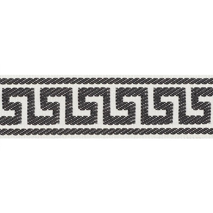 Etienne Silk Greek Key Narrow Black 74685 by Schumacher Designer Trim Perfect Basics: Trims - Swanky Fabrics -