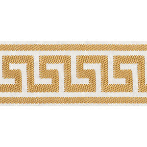 Etienne Silk Greek Key Wide Gold 74703 by Schumacher Trim