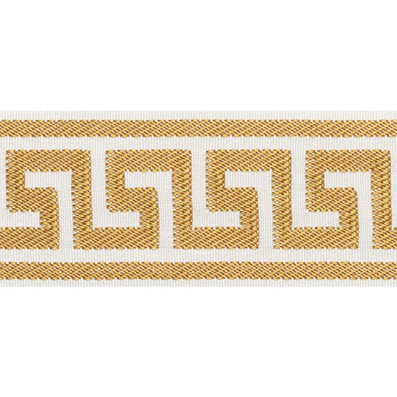 Etienne Silk Greek Key Wide Gold 74703 by Schumacher Trim Perfect Basics: Trims - Fabric Carolina -
