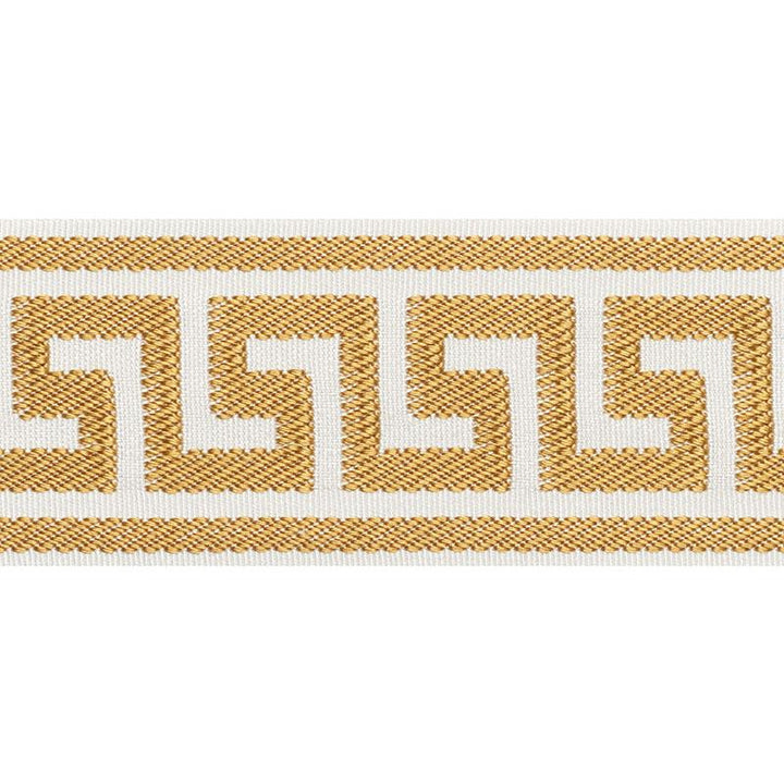 Etienne Silk Greek Key Wide Gold 74703 by Schumacher Trim Perfect Basics: Trims - Fabric Carolina -