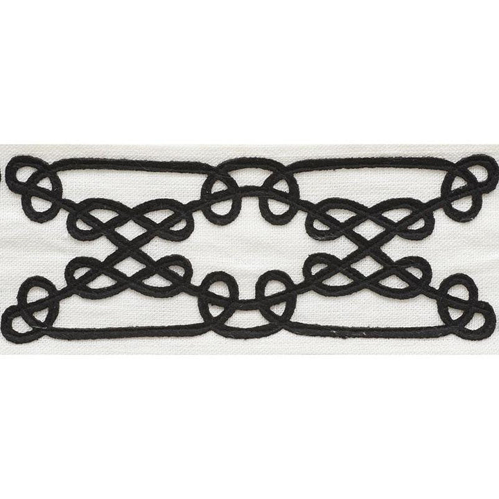 Ormond Tape Black 75352 by Schumacher Designer Trim Nautilus 7.75" - Swanky Fabrics -
