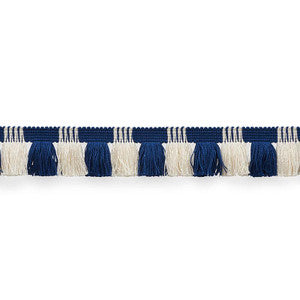 Juno Fringe Cobalt & Ivory 75360 by Schumacher Trim