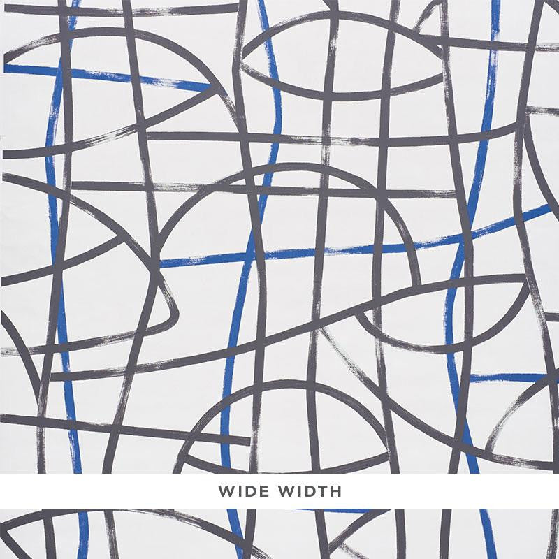 Abstratto Black & Cobalt 5009071 by Schumacher Wallpaper Broad Strokes 54.0" - Fabric Carolina -