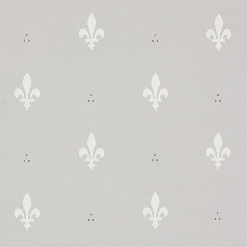 Fleur De Lis Grey 5009502 by Schumacher Wallpaper Small-Print Wallpapers 3.88" - Fabric Carolina -