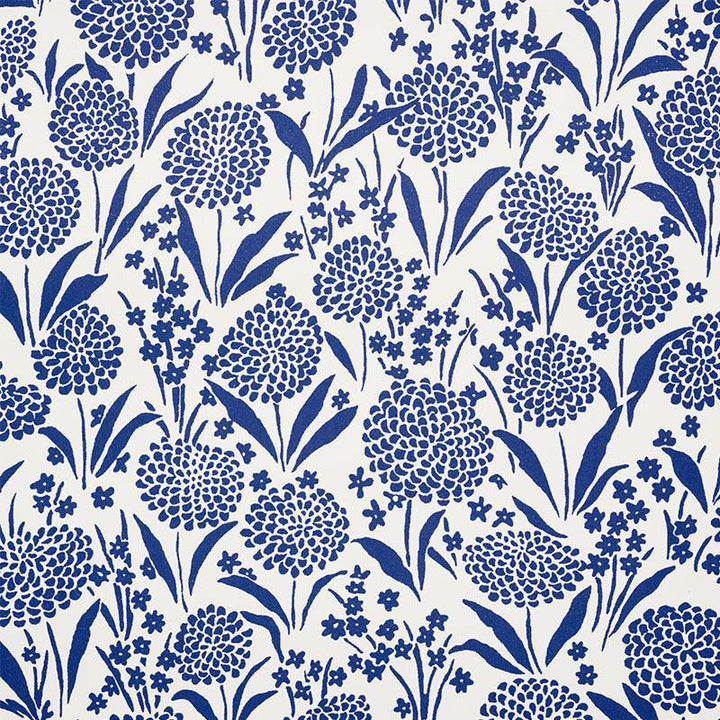 Chrysanthemum Blue 5009552 by Schumacher Designer Wallpaper Small-Print Wallpapers 13.5" - Swanky Fabrics -