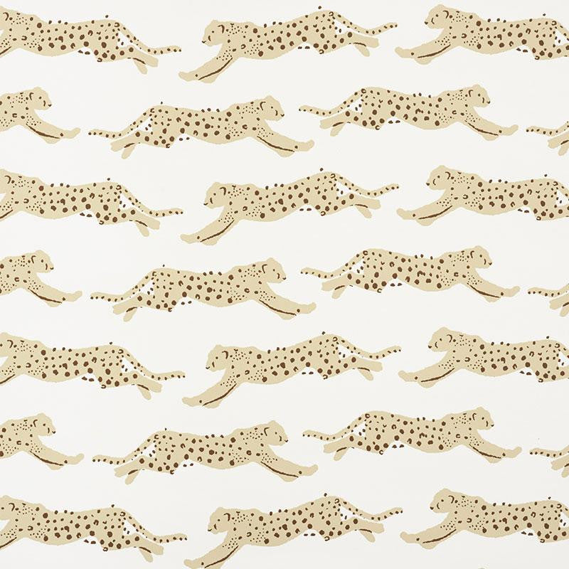 Leaping Leopards Sand 5009591 by Schumacher Wallpaper Small-Print Wallpapers 5.5" - Fabric Carolina -
