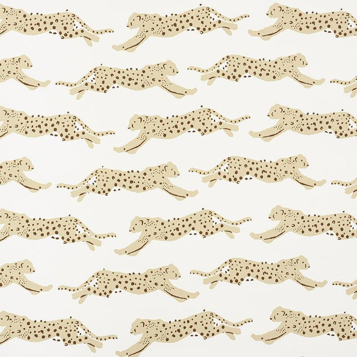 Leaping Leopards Sand 5009591 by Schumacher Wallpaper Small-Print Wallpapers 5.5" - Fabric Carolina -