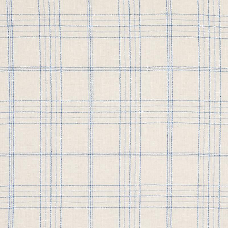 Nils Plaid Linen Blue 80301 by Schumacher Designer Fabric New Traditional 6.6" - Swanky Fabrics -