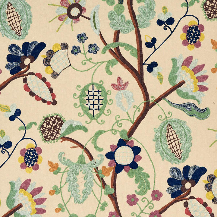 Mandevilla Embroidery Document 81510 by Schumacher Designer Fabric Uncommon Threads 25.5" - Swanky Fabrics -