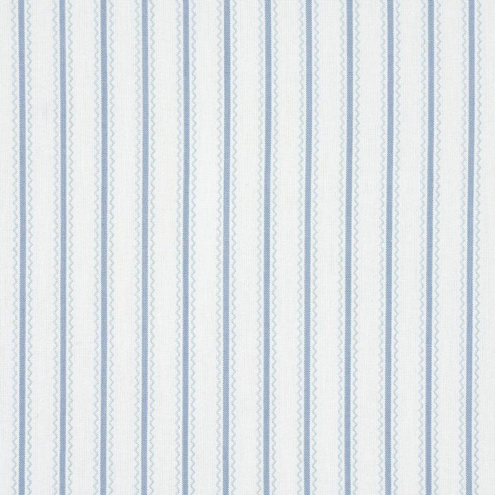 Birdie Ticking Stripe China Blue 83701 by Schumacher Fabric Mark D. Sikes - Fabric Carolina -