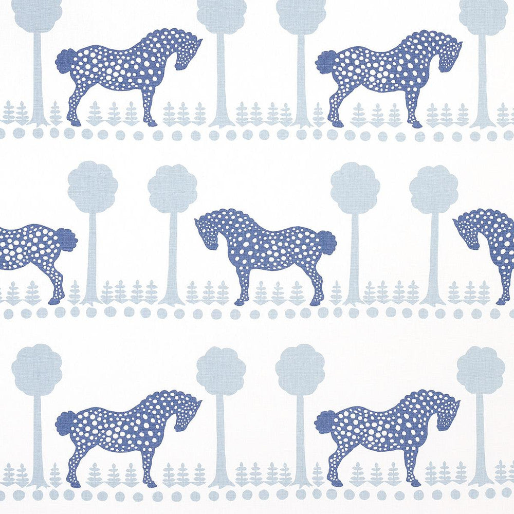 Polka Dot Pony Blue 180901 by Schumacher Fabric Folly Cove 54.0" - Fabric Carolina -