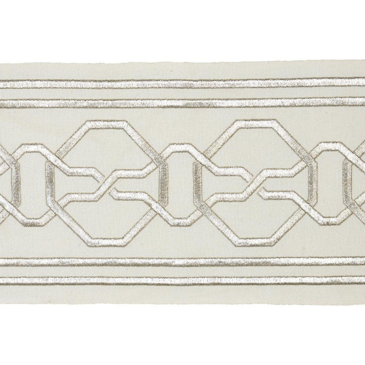 Malmaison Tape Silver 66156 by Schumacher Designer Trim Mary Mcdonald 3.75" - Swanky Fabrics -