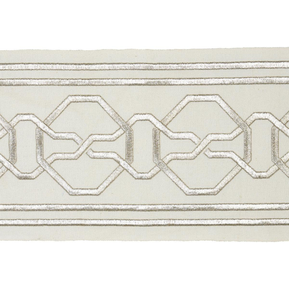 Malmaison Tape Silver 66156 by Schumacher Trim Mary Mcdonald 3.75" - Fabric Carolina -