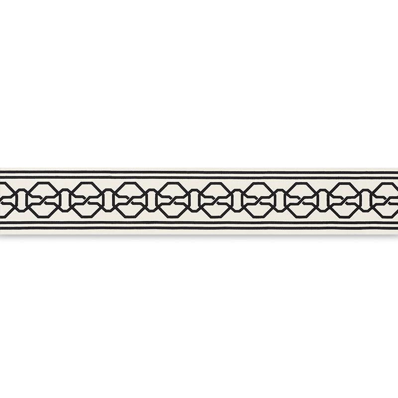 Malmaison Tape Black On Ivory 66157 by Schumacher Designer Trim Mary Mcdonald 3.75" - Swanky Fabrics -