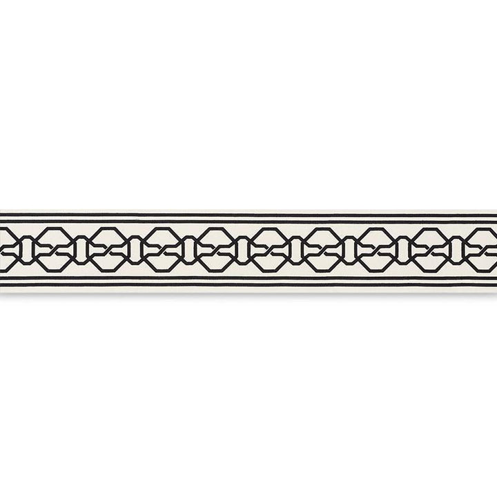 Malmaison Tape Black On Ivory 66157 by Schumacher Designer Trim Mary Mcdonald 3.75" - Swanky Fabrics -