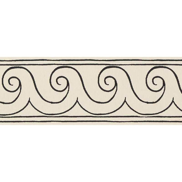 Greek Waves Black On Ivory 70750 by Schumacher Trim Miles Redd 3.3" - Fabric Carolina -