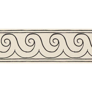 Greek Waves Black On Ivory 70750 by Schumacher Trim