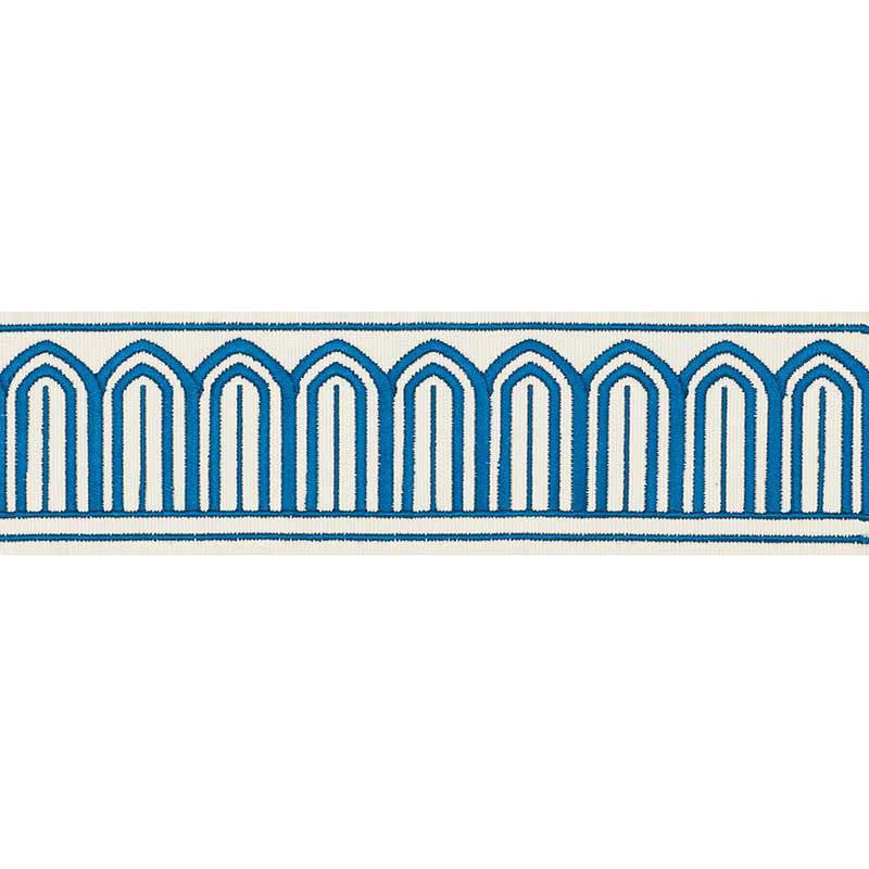 Arches Embroidered Tape Medium Peacock 70762 by Schumacher Designer Trim Miles Redd 1.8" - Swanky Fabrics -