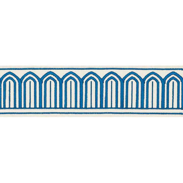 Arches Embroidered Tape Medium Peacock 70762 by Schumacher Designer Trim Miles Redd 1.8" - Swanky Fabrics -