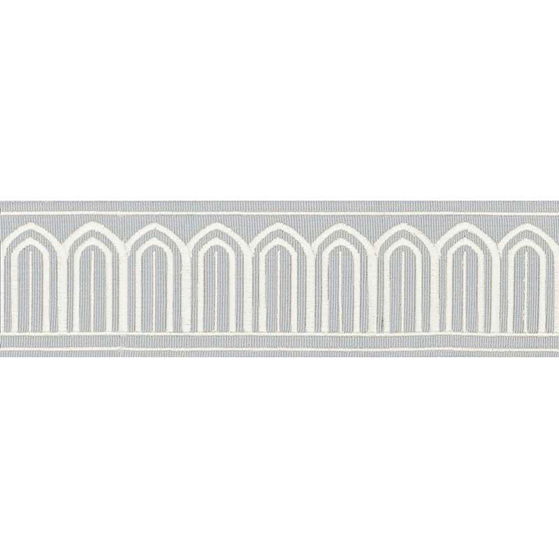 Arches Embroidered Tape Medium Sky 70763 by Schumacher Designer Trim Miles Redd 1.8" - Swanky Fabrics -