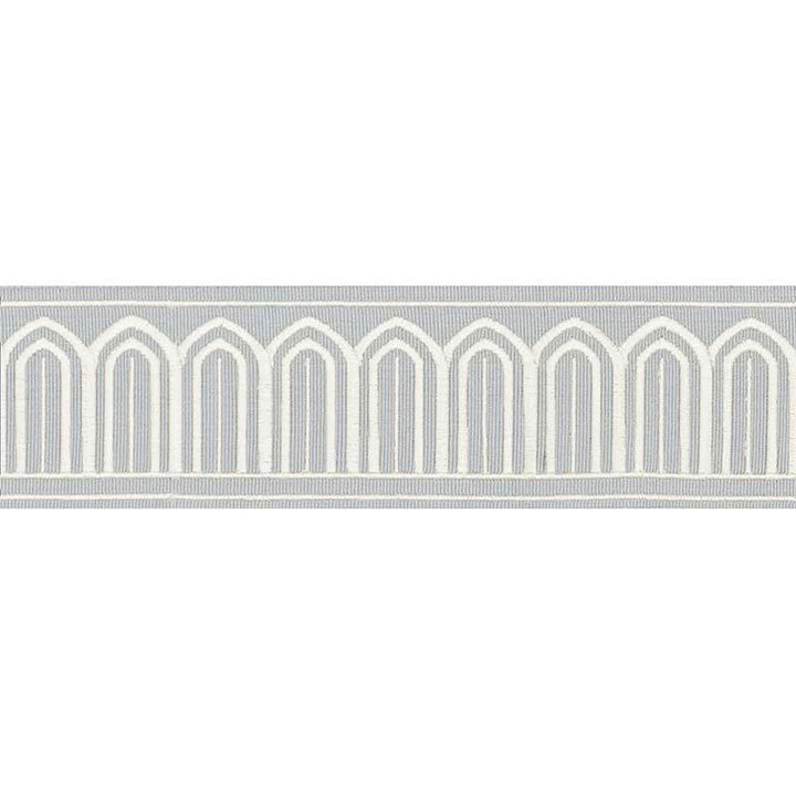 Arches Embroidered Tape Medium Sky 70763 by Schumacher Designer Trim Miles Redd 1.8" - Swanky Fabrics -
