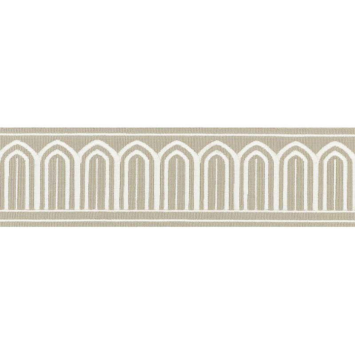 Arches Embroidered Tape Medium Taupe 70765 by Schumacher Designer Trim Miles Redd 1.8" - Swanky Fabrics -