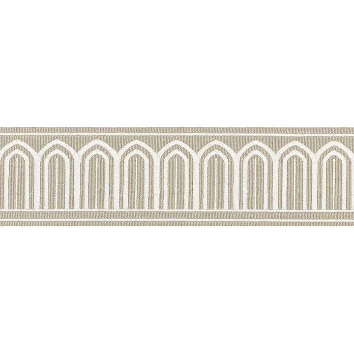 Arches Embroidered Tape Medium Taupe 70765 by Schumacher Trim Miles Redd 1.8" - Fabric Carolina -