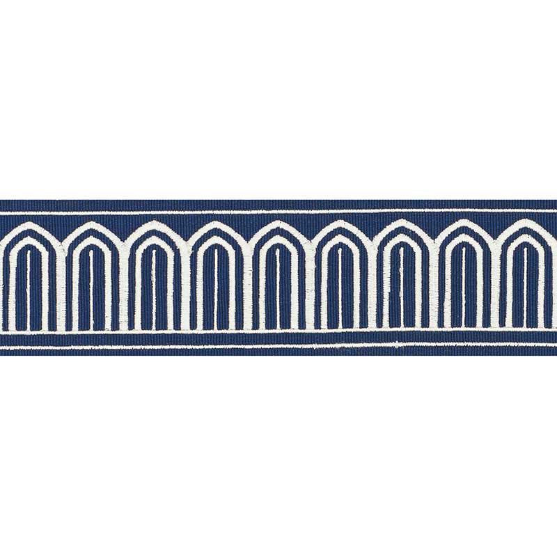 Arches Embroidered Tape Medium Marine 70767 by Schumacher Trim Miles Redd 1.8" - Fabric Carolina -