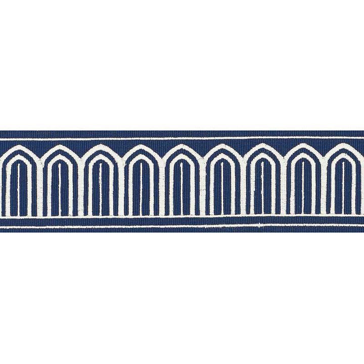 Arches Embroidered Tape Medium Marine 70767 by Schumacher Trim Miles Redd 1.8" - Fabric Carolina -