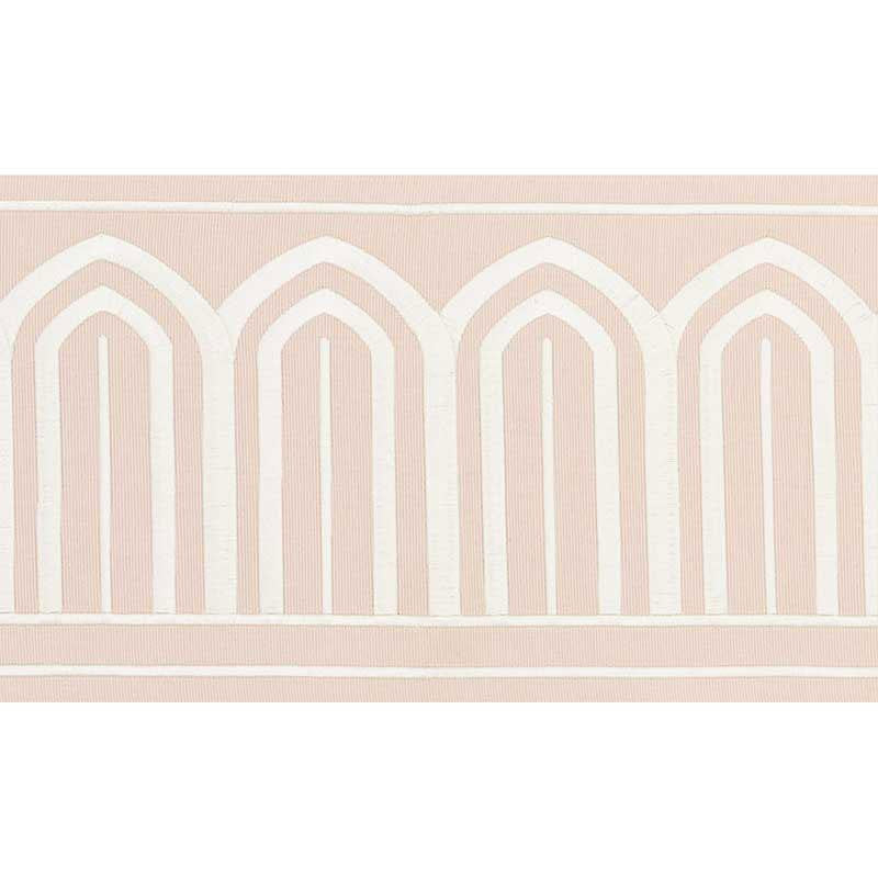 Arches Embroidered Tape Wide Blush 70774 by Schumacher Designer Trim Miles Redd 5.3" - Swanky Fabrics -