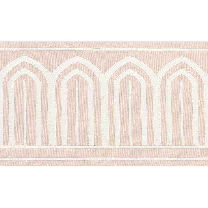 Arches Embroidered Tape Wide Blush 70774 by Schumacher Designer Trim Miles Redd 5.3" - Swanky Fabrics -