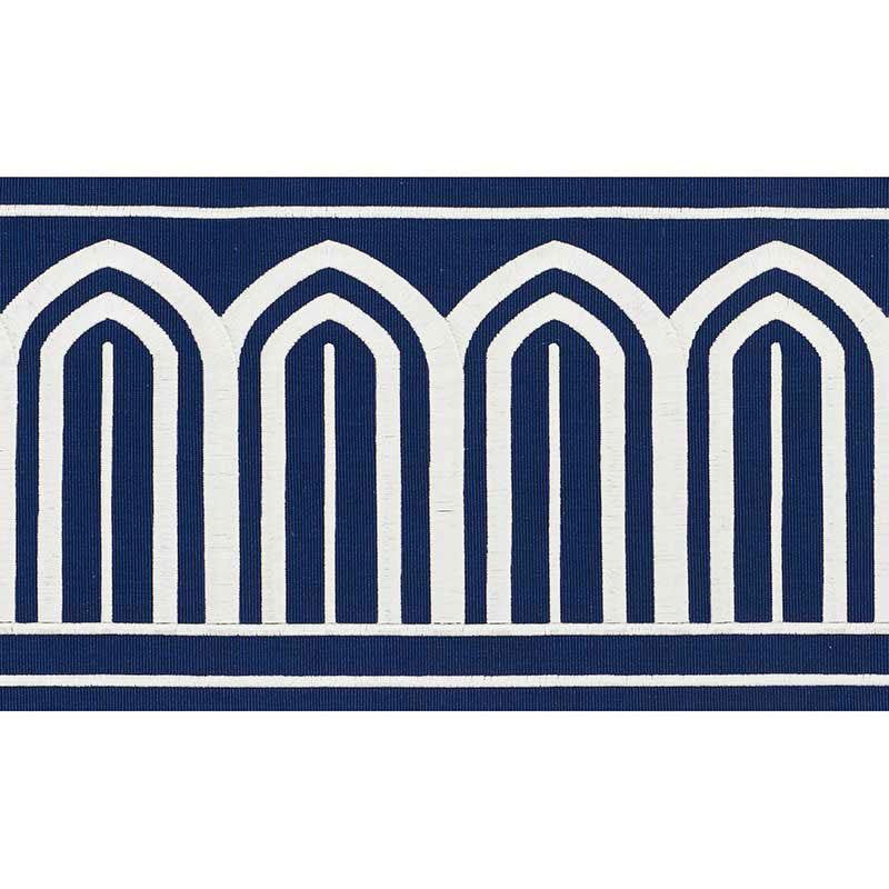 Arches Embroidered Tape Wide Marine 70775 by Schumacher Trim Miles Redd 5.3" - Fabric Carolina -