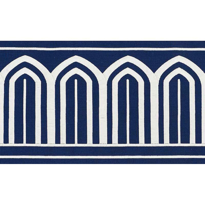 Arches Embroidered Tape Wide Marine 70775 by Schumacher Trim Miles Redd 5.3" - Fabric Carolina -