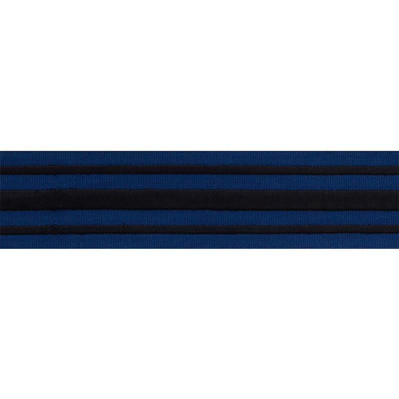 Military Stripe Tape Black On Navy 70780 by Schumacher Trim Miles Redd - Fabric Carolina -